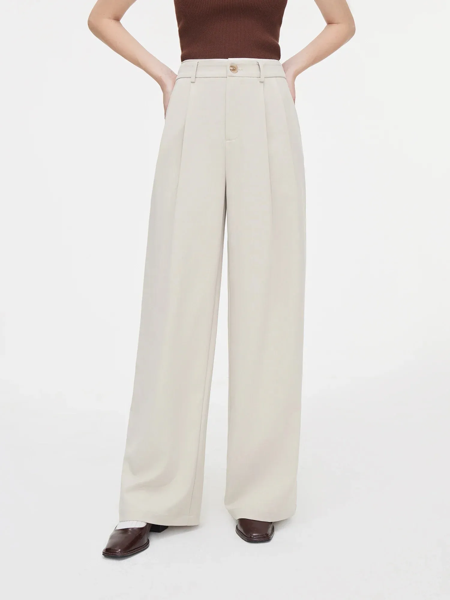 Office Lady Temperament Versatile Autumn Wide Leg Pants Suit Coats