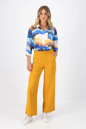 Peggy Long Pants Lino Mustard Yellow in Linen