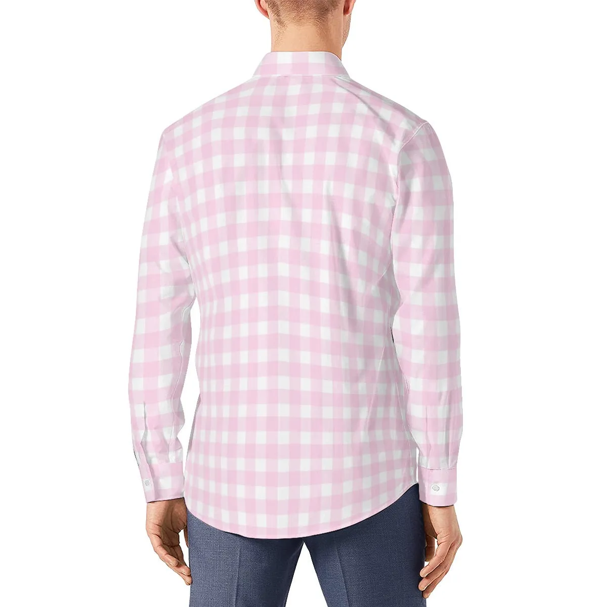 Pink Gingham Shirt Men, Men's Pink Shirt, Men's Pink Gingham Top, Barbie Inspired Top, Retro Shirt Men, 50s inspired shirt,Men'S Dress Shirt