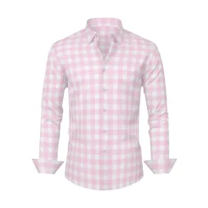 Pink Gingham Shirt Men, Men's Pink Shirt, Men's Pink Gingham Top, Barbie Inspired Top, Retro Shirt Men, 50s inspired shirt,Men'S Dress Shirt