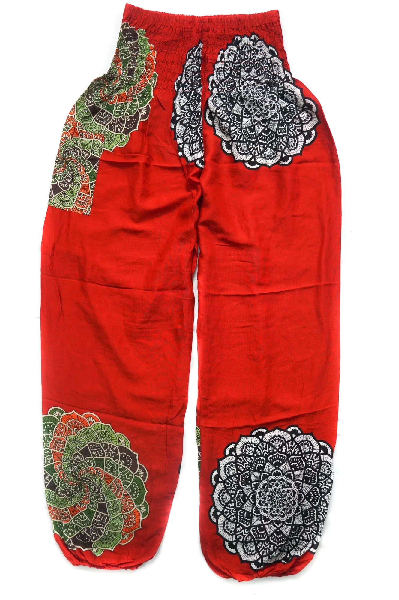 Red Enlighten Flower Harem Pants