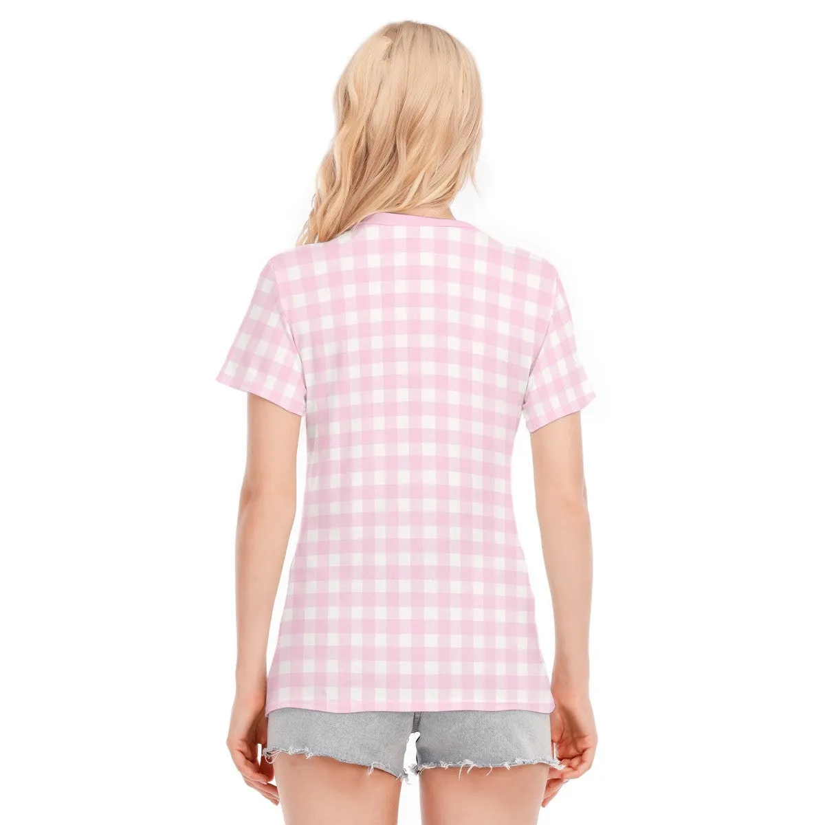 Retro Top, Retro Tshirt, Pink Gingham Top, Retro Pink Top, Barbie Inspired Top, Vintage style top, Vintage inspired top, Retro Top