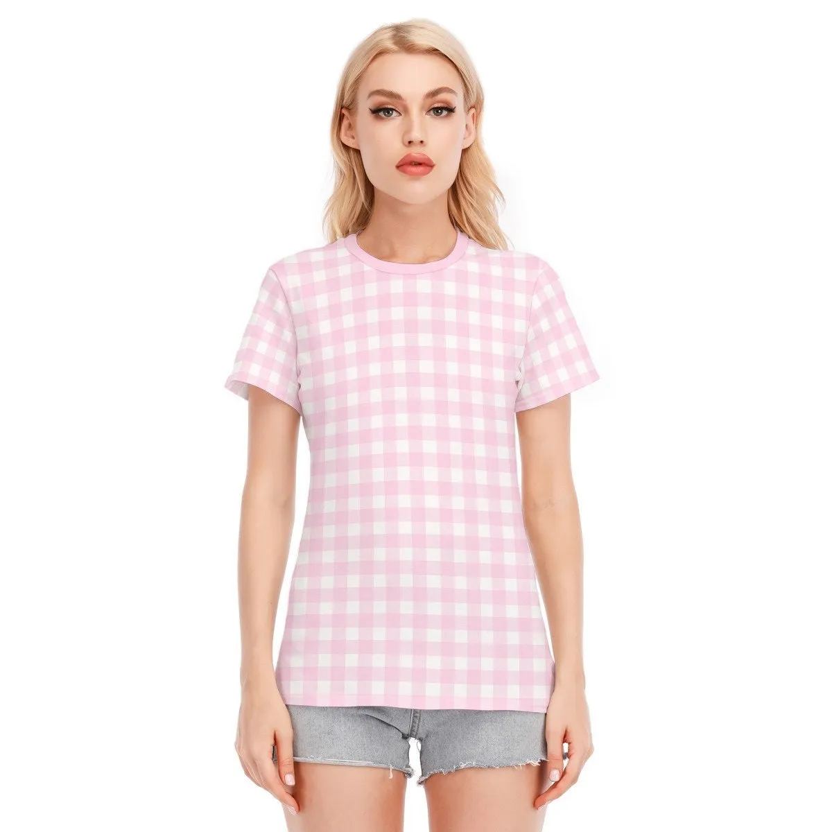 Retro Top, Retro Tshirt, Pink Gingham Top, Retro Pink Top, Barbie Inspired Top, Vintage style top, Vintage inspired top, Retro Top