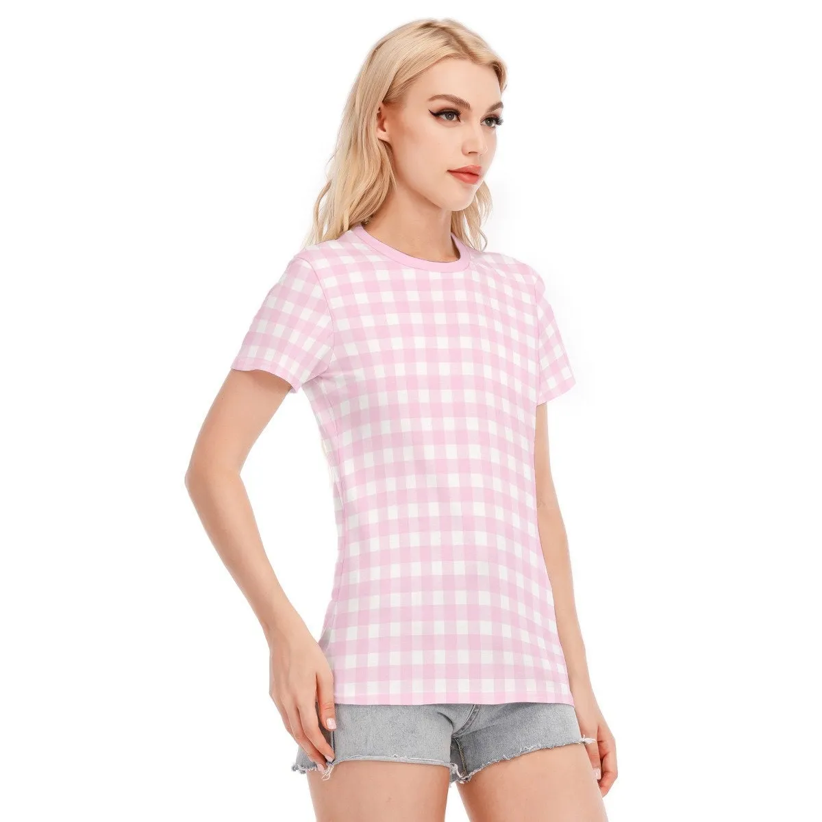 Retro Top, Retro Tshirt, Pink Gingham Top, Retro Pink Top, Barbie Inspired Top, Vintage style top, Vintage inspired top, Retro Top