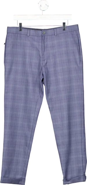 River Island Blue Checked Trousers UK 34R