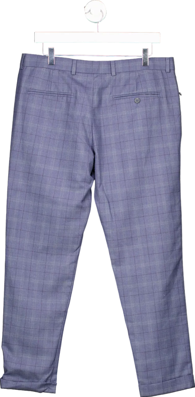 River Island Blue Checked Trousers UK 34R