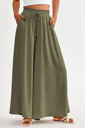 Summer Wide Leg High Waisted Flowy Pockets Palazzo Pants