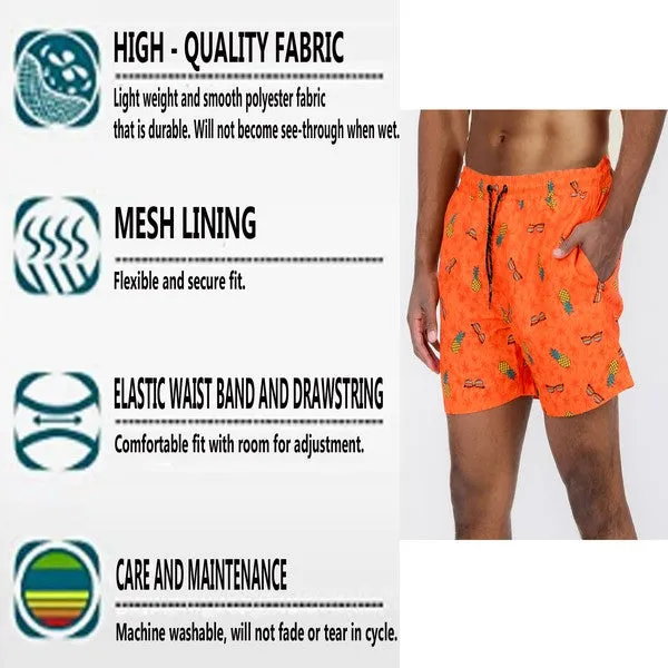 TEEK - Mens Solid Lined Text Swim Shorts