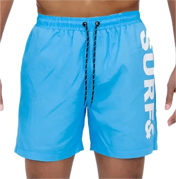 TEEK - Mens Solid Lined Text Swim Shorts