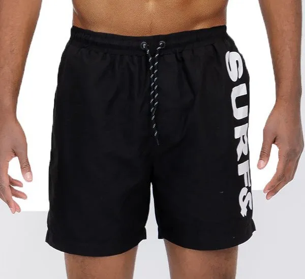 TEEK - Mens Solid Lined Text Swim Shorts