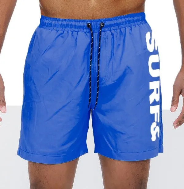 TEEK - Mens Solid Lined Text Swim Shorts