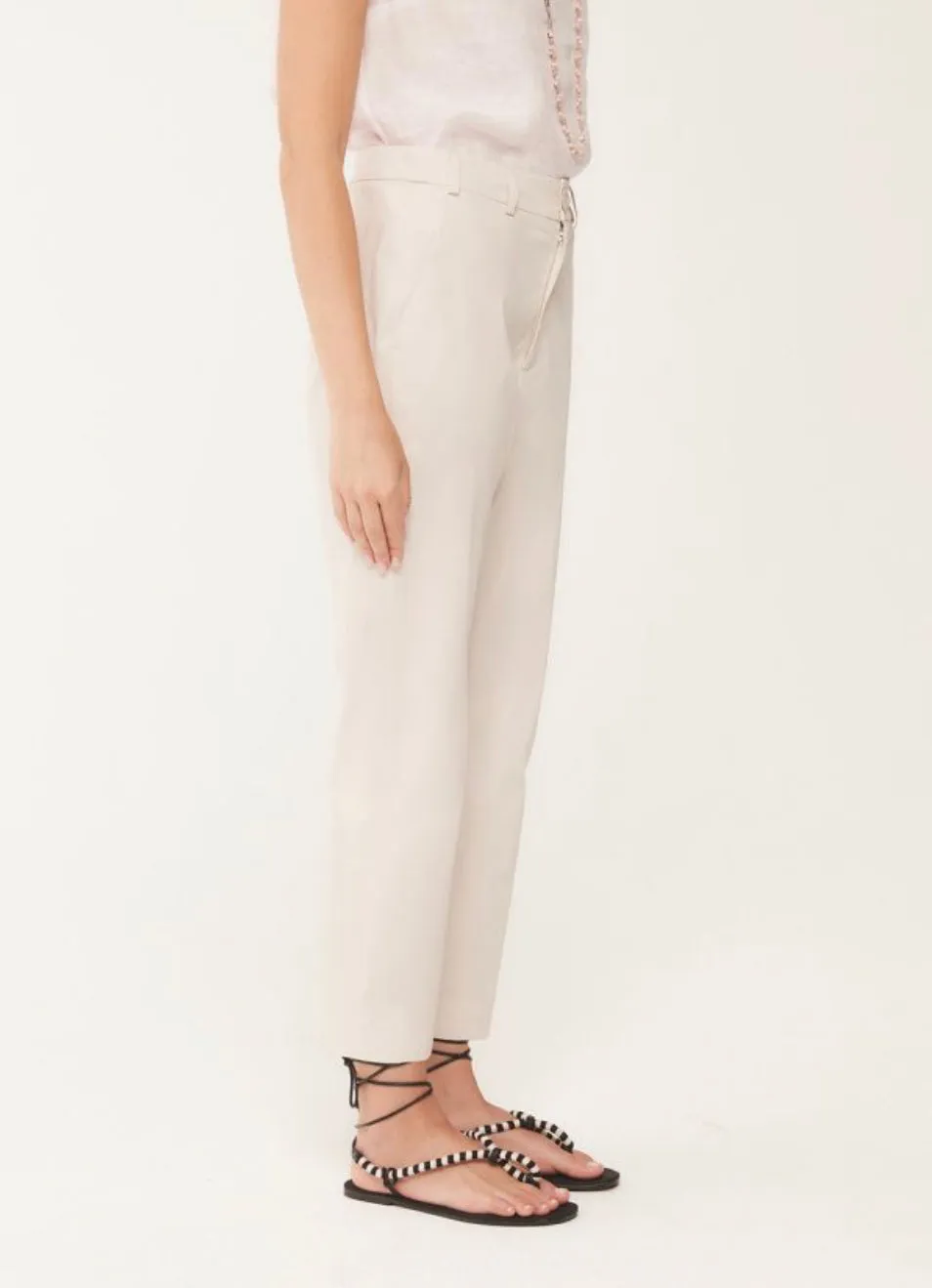 Trousers regular fit in cotton stretch popeline