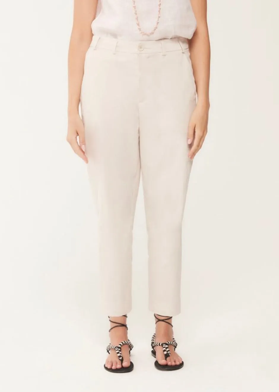 Trousers regular fit in cotton stretch popeline