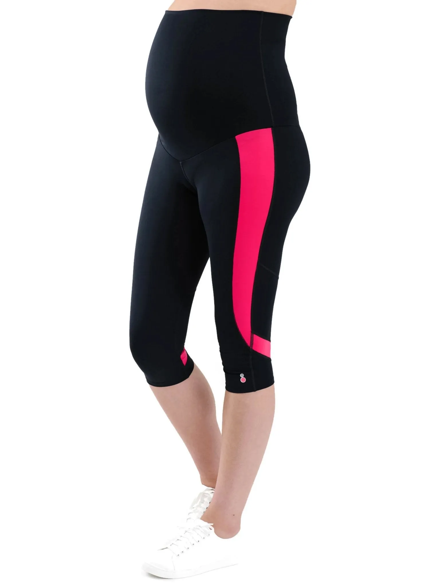 Ultimate Capri Maternity  Legging - Black/Pink