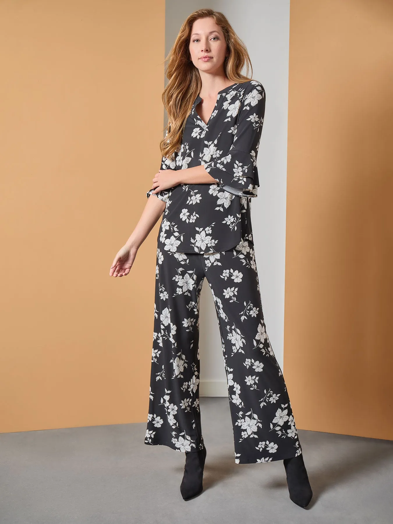 Wide Leg Pants, Printed Everyday Knit