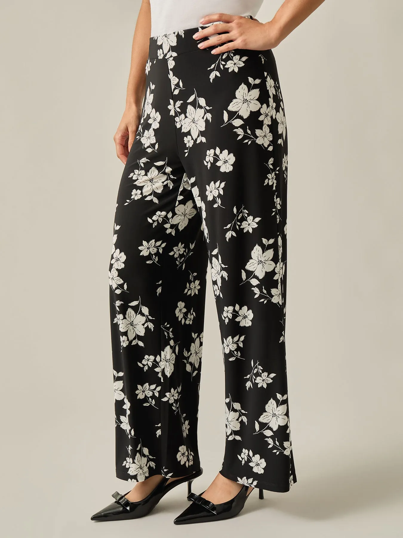 Wide Leg Pants, Printed Everyday Knit