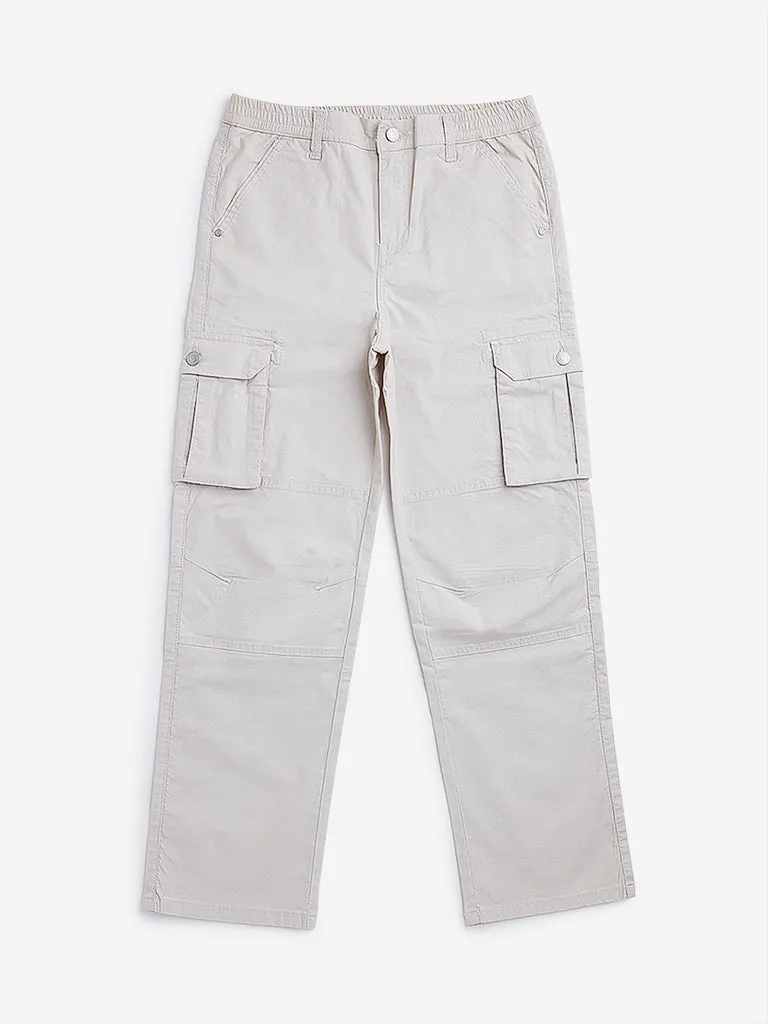 Y&F Kids Beige Cargo Mid Rise Trousers