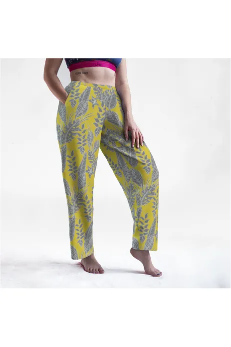 Yellow & Gray Floral Lounge Pants